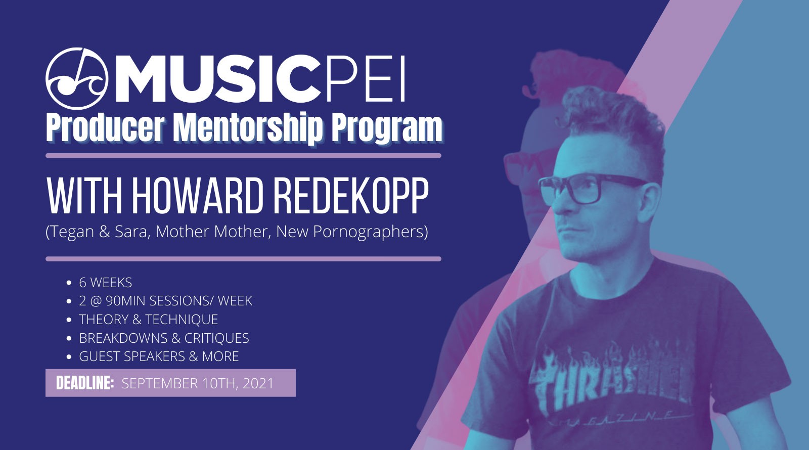 Photo of Howard Redekopp with program details